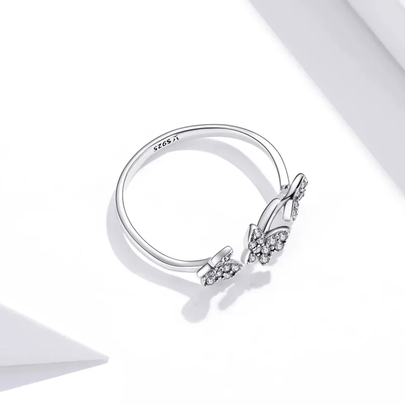 (image for) Pandora Style Silver Open Ring, Butterfly - SCR704 - View 4