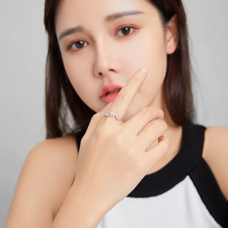 (image for) Pandora Style Silver Open Ring, Butterfly - SCR704 - View 5