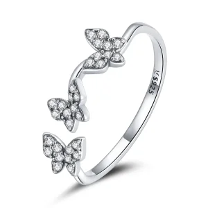 (image for) Pandora Style Silver Open Ring, Butterfly - SCR704