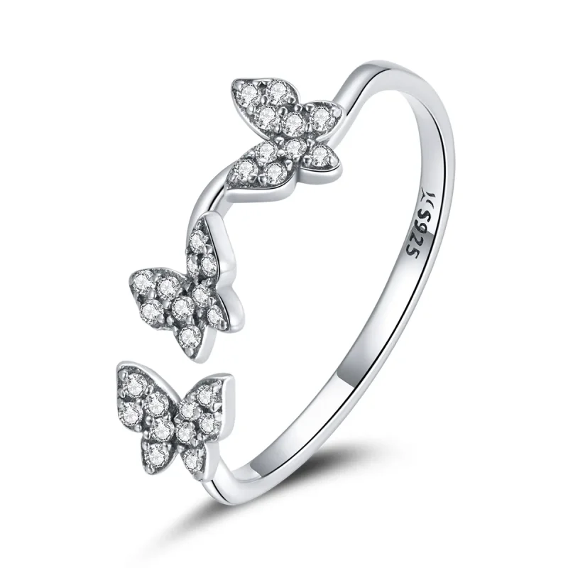 (image for) Pandora Style Silver Open Ring, Butterfly - SCR704 - Product Image