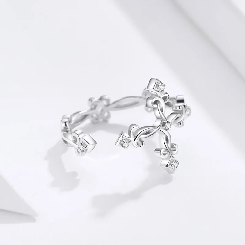 (image for) Pandora Style Silver Open Ring, Cross - BSR041 - View 4
