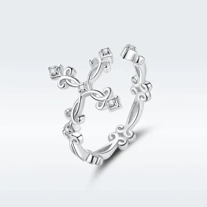 (image for) Pandora Style Silver Open Ring, Cross - BSR041