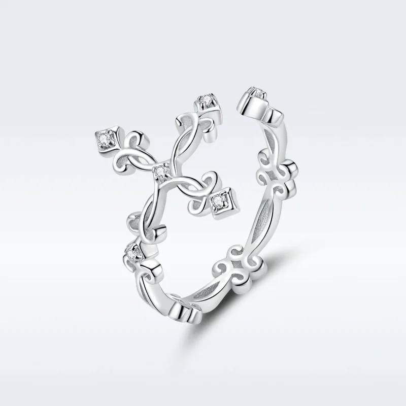 (image for) Pandora Style Silver Open Ring, Cross - BSR041 - Product Image