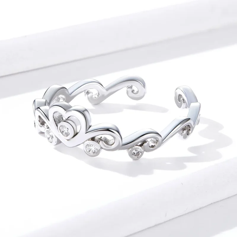 (image for) Pandora Style Silver Open Ring, Crown Silver - BSR105 - View 3