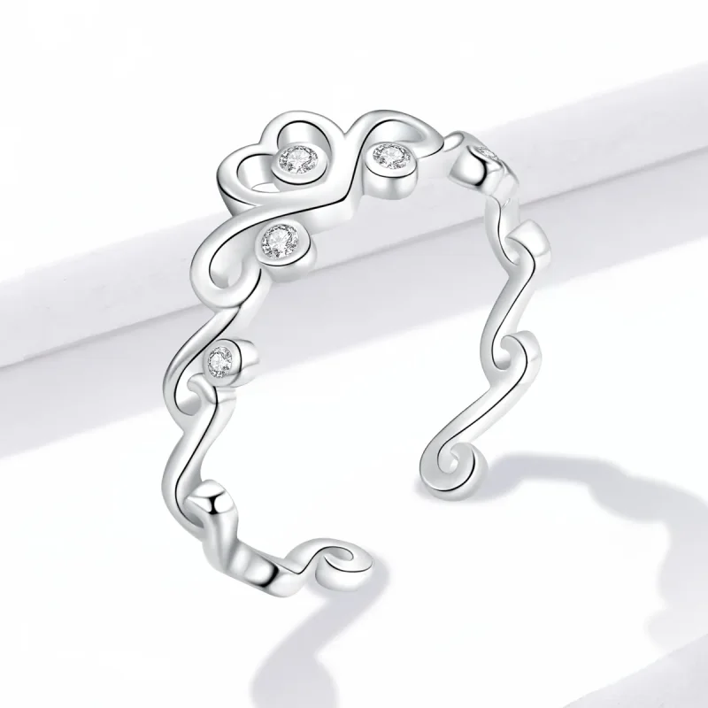 (image for) Pandora Style Silver Open Ring, Crown Silver - BSR105 - View 4