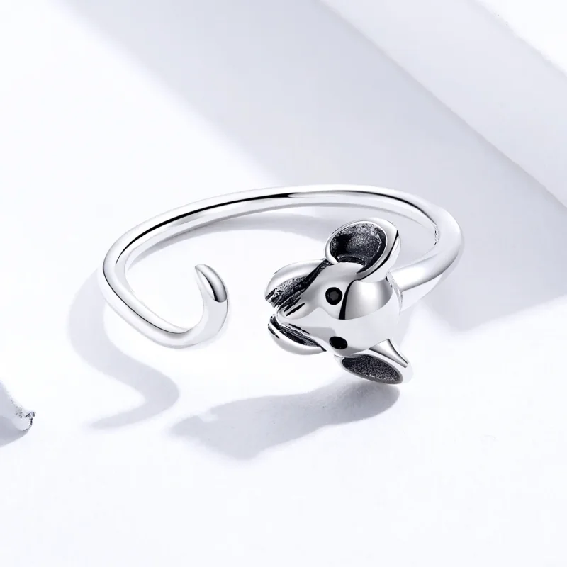 (image for) Pandora Style Silver Open Ring, Cute Mouse - SCR632 - View 3