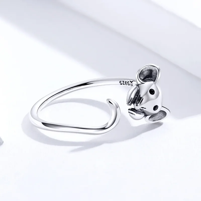 (image for) Pandora Style Silver Open Ring, Cute Mouse - SCR632 - View 4