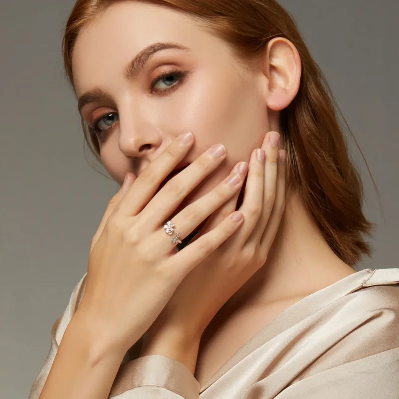 (image for) Pandora Style Silver Open Ring, Dazzling Daisy - BSR086 - View 7