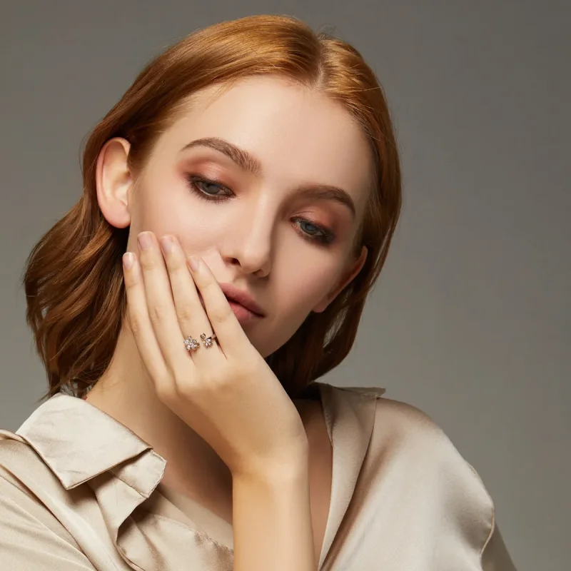 (image for) Pandora Style Silver Open Ring, Dazzling Daisy - BSR086 - View 8