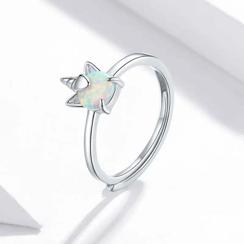 (image for) Pandora Style Silver Open Ring, Fantasy Unicorn - SCR684 - View 2