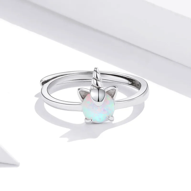 (image for) Pandora Style Silver Open Ring, Fantasy Unicorn - SCR684 - View 3