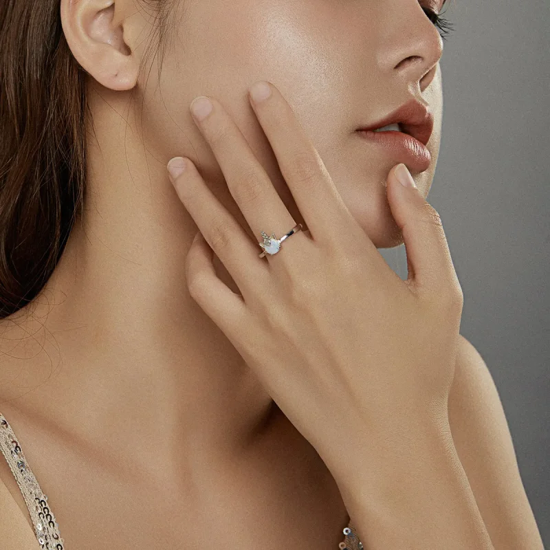 (image for) Pandora Style Silver Open Ring, Fantasy Unicorn - SCR684 - View 5