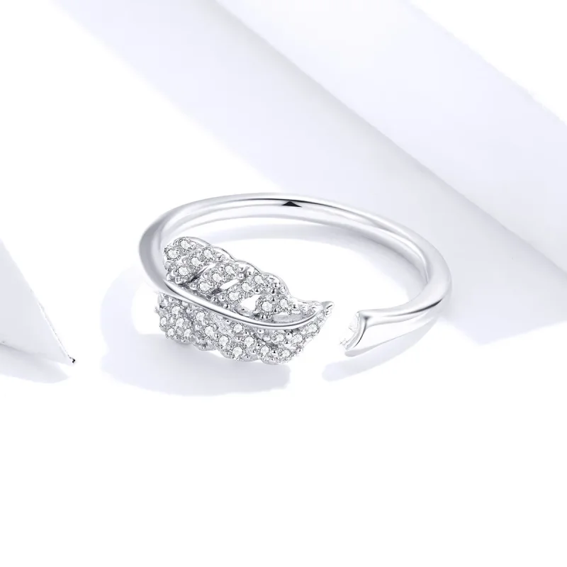 (image for) Pandora Style Silver Open Ring, Feather Light - SCR614 - View 2