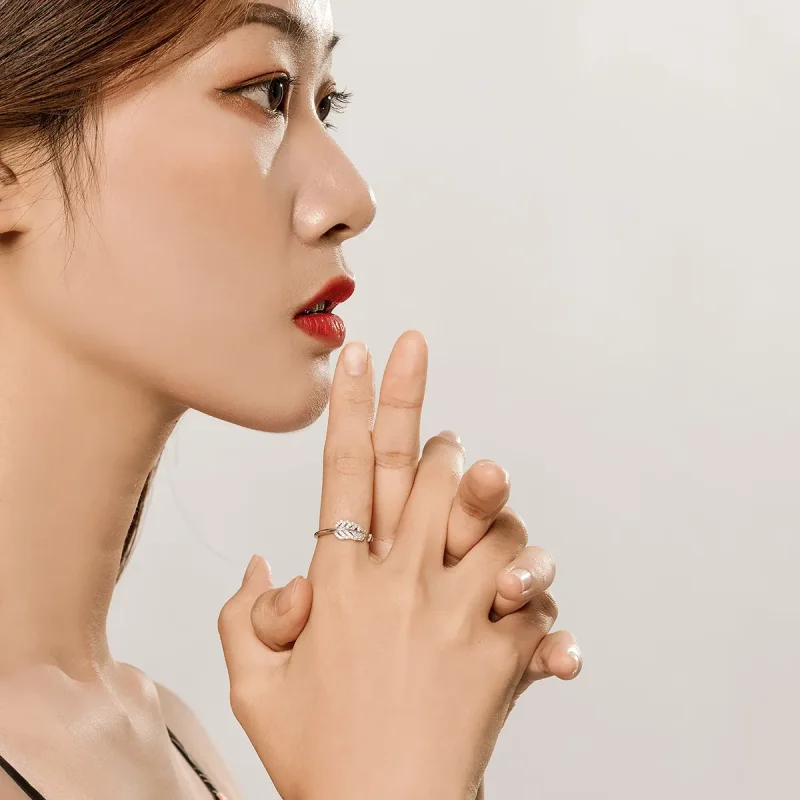 (image for) Pandora Style Silver Open Ring, Feather Light - SCR614 - View 5