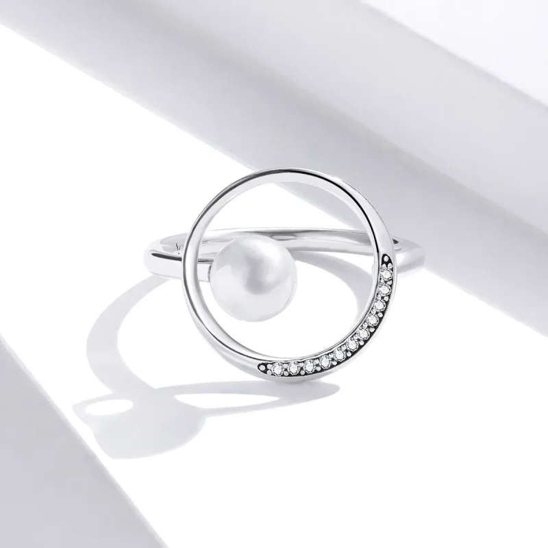 (image for) Pandora Style Silver Open Ring, Gentle Shell Bead - SCR664 - View 2