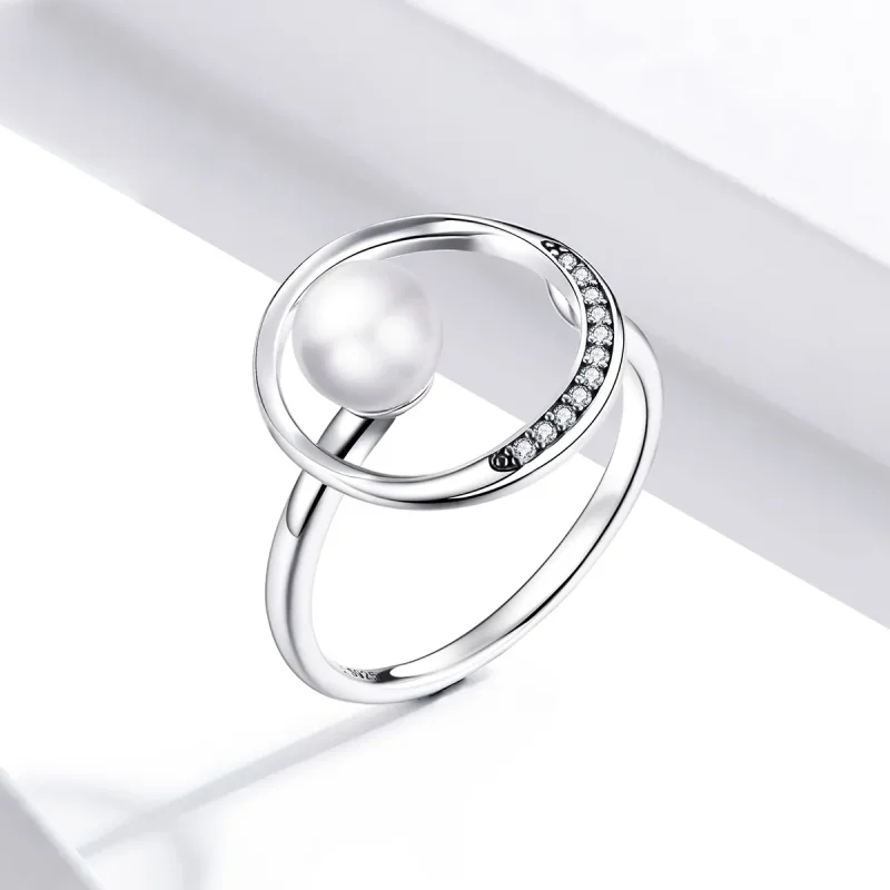 (image for) Pandora Style Silver Open Ring, Gentle Shell Bead - SCR664 - View 3