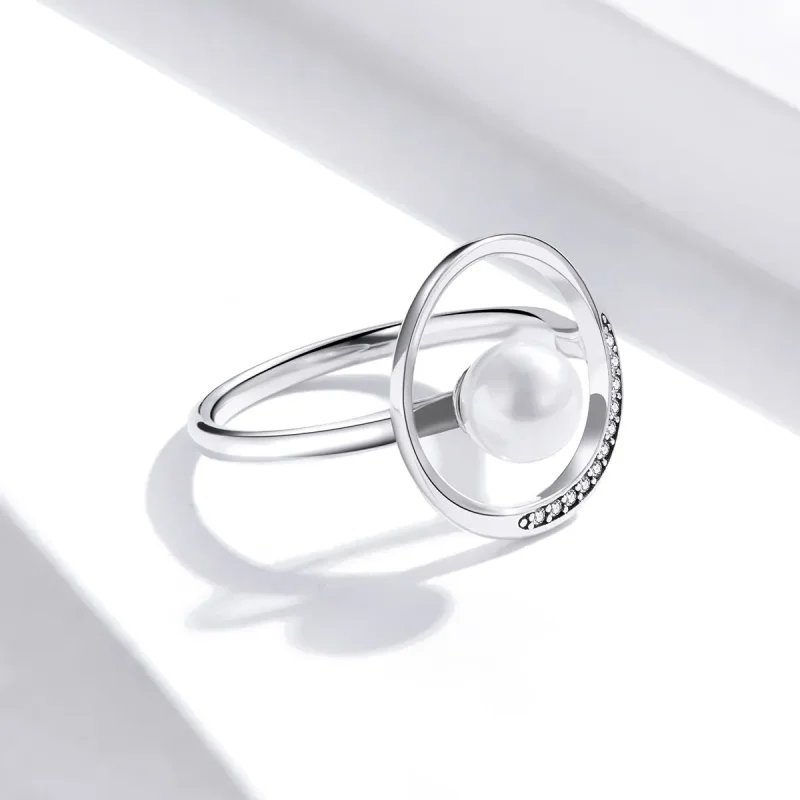 (image for) Pandora Style Silver Open Ring, Gentle Shell Bead - SCR664 - View 4