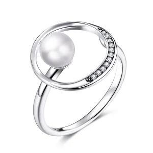 (image for) Pandora Style Silver Open Ring, Gentle Shell Bead - SCR664