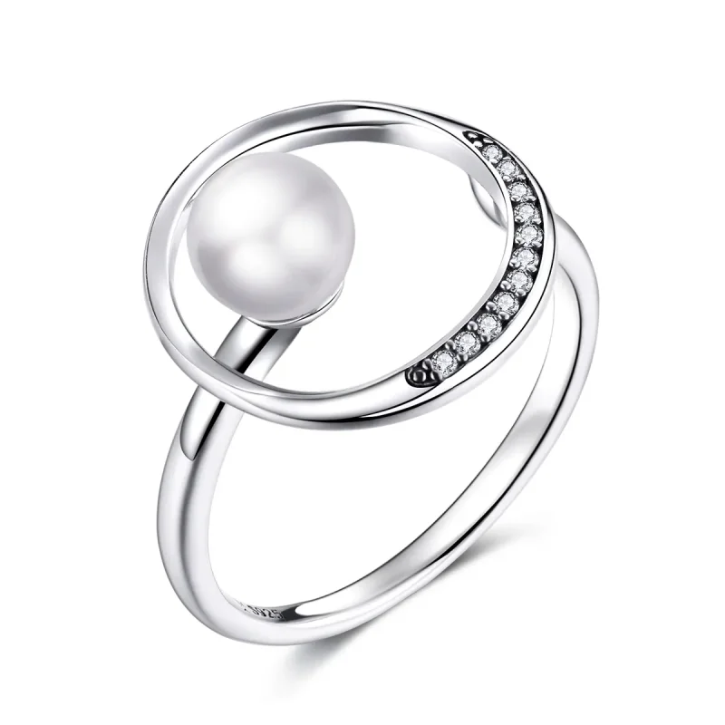 (image for) Pandora Style Silver Open Ring, Gentle Shell Bead - SCR664 - Product Image