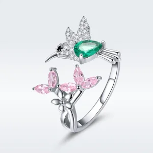 (image for) Pandora Style Silver Open Ring, Gift of Hummingbird - BSR016