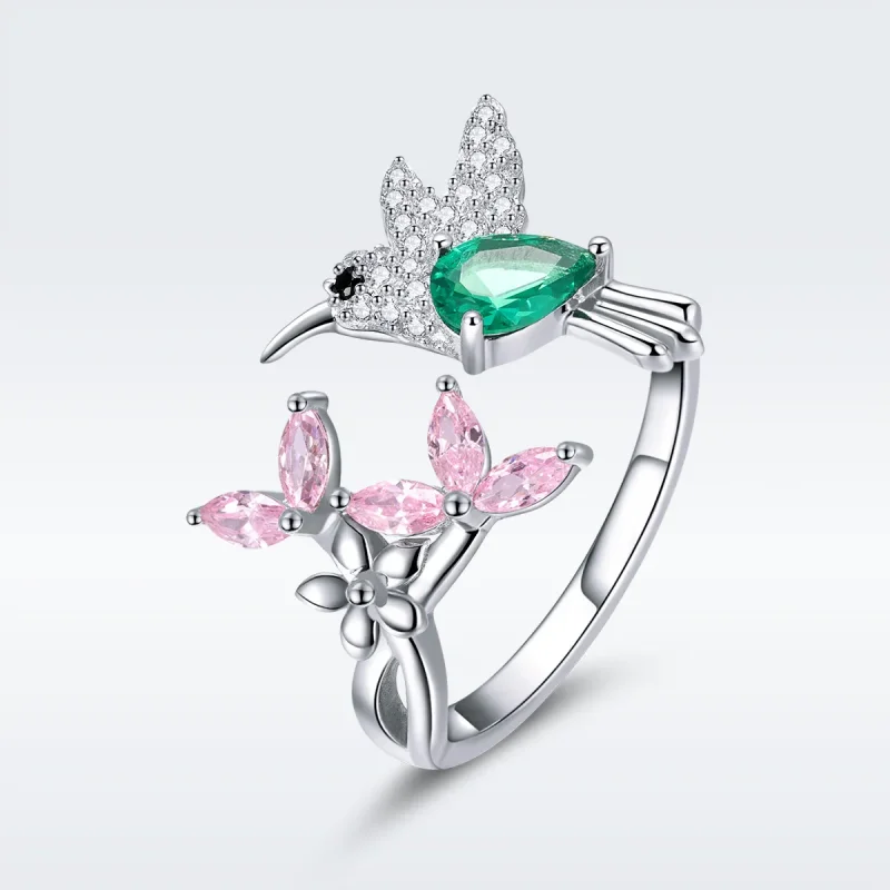 (image for) Pandora Style Silver Open Ring, Gift of Hummingbird - BSR016 - Product Image
