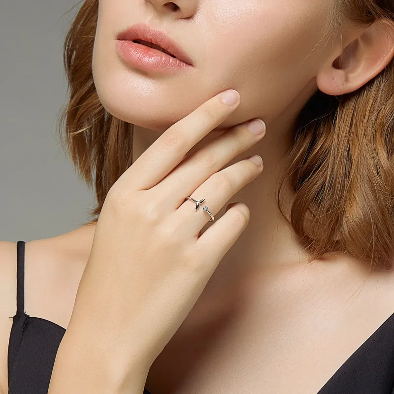 (image for) Pandora Style Silver Open Ring, Mermaid Tear - SCR618-A - View 6