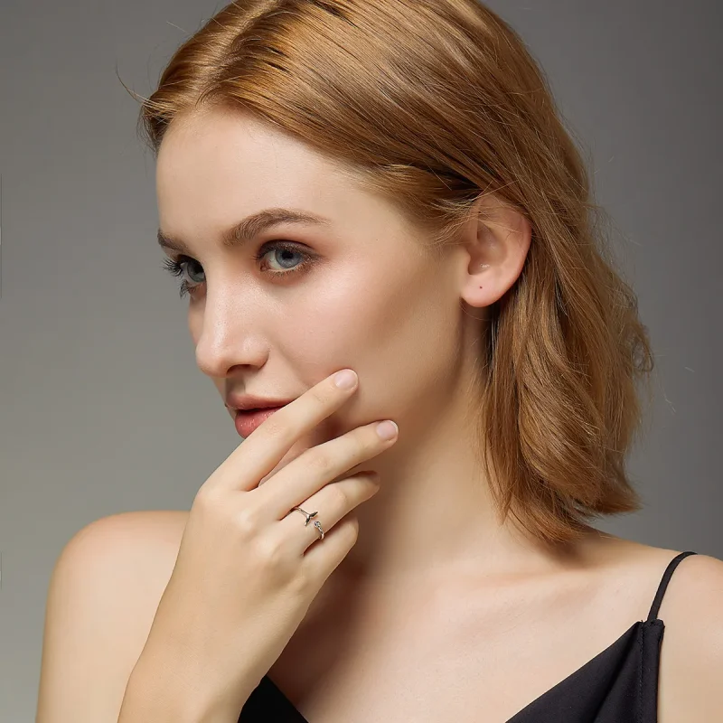 (image for) Pandora Style Silver Open Ring, Mermaid Tear - SCR618-A - View 7