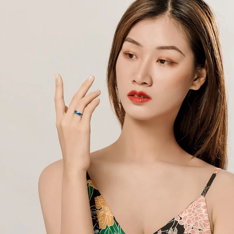 (image for) Pandora Style Silver Open Ring, Meteoric Shower, Blue Enamel - SCR609 - View 7