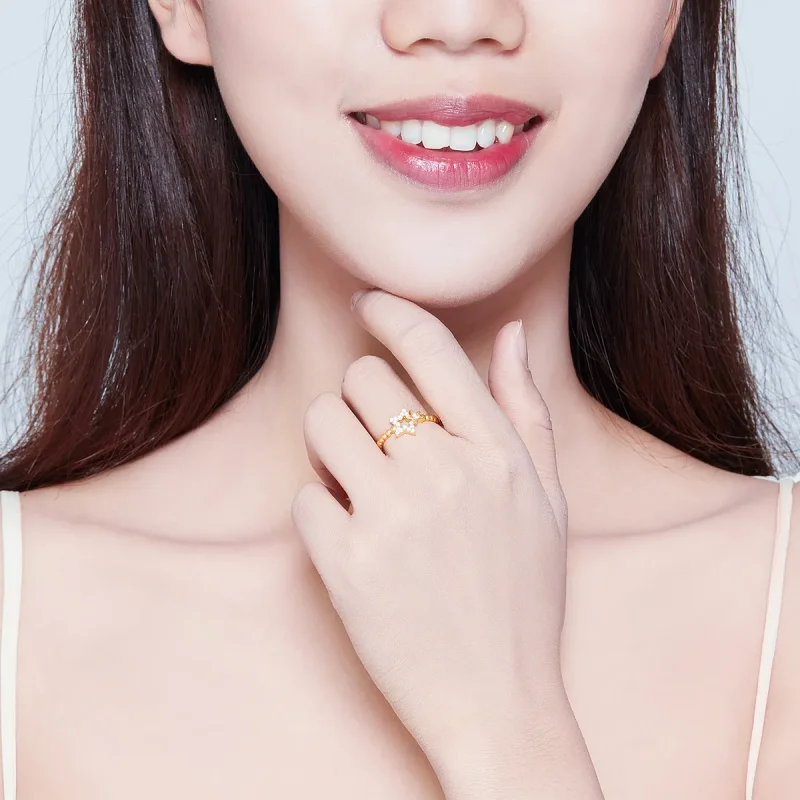 (image for) Pandora Style Silver Open Ring, Moon and Star - SCR569 - View 5