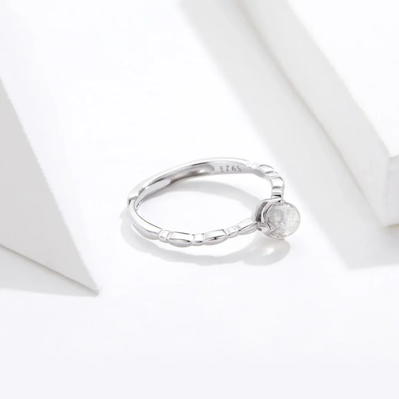 (image for) Pandora Style Silver Open Ring, Moonstone - SCR536 - View 2