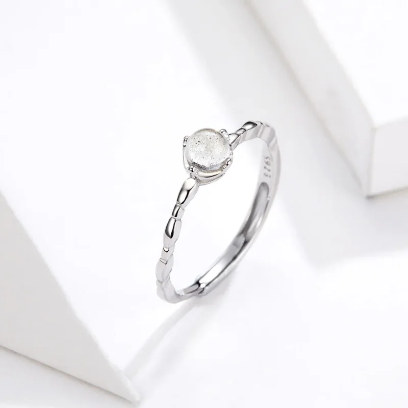 (image for) Pandora Style Silver Open Ring, Moonstone - SCR536 - View 3