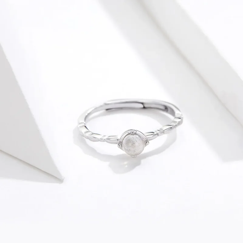 (image for) Pandora Style Silver Open Ring, Moonstone - SCR536 - View 4