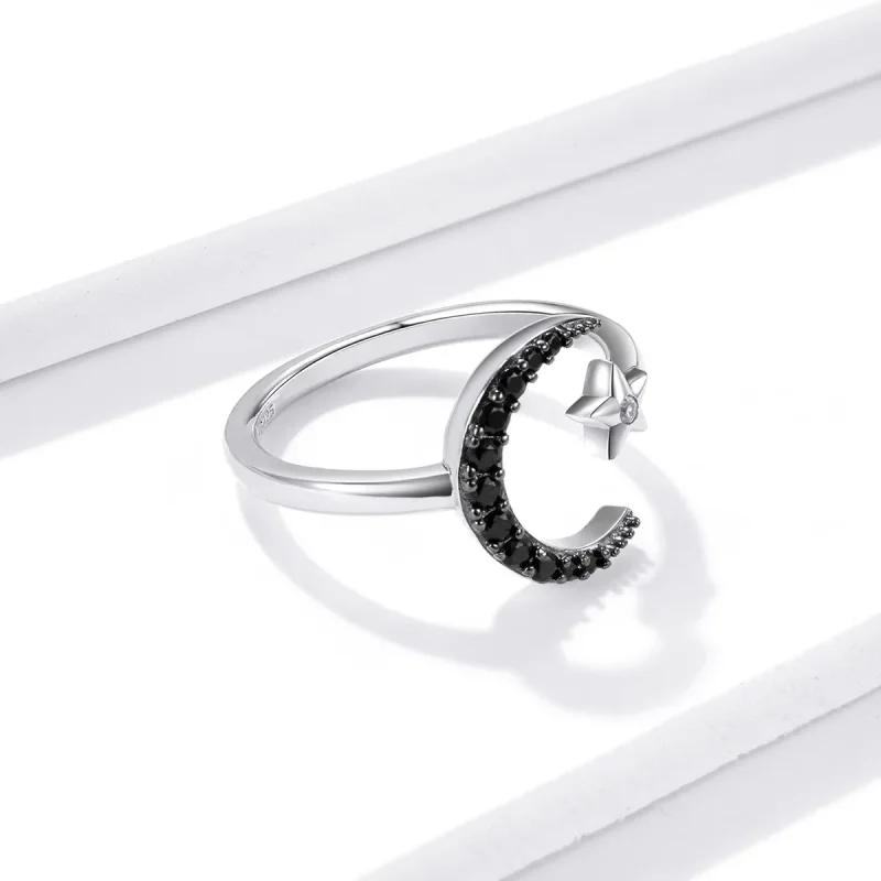 (image for) Pandora Style Silver Open Ring, Mysterious Moon and Star - BSR137 - View 4