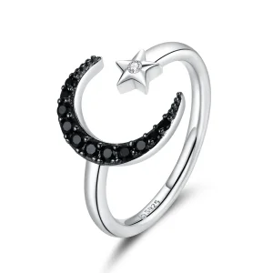 (image for) Pandora Style Silver Open Ring, Mysterious Moon and Star - BSR137