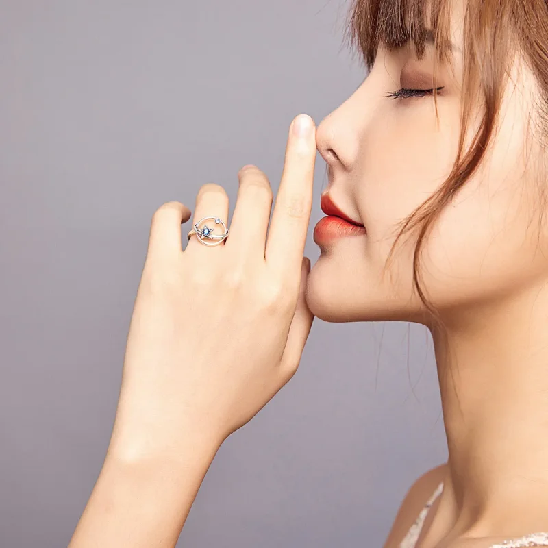 (image for) Pandora Style Silver Open Ring, Mysterious Planet - SCR661 - View 7