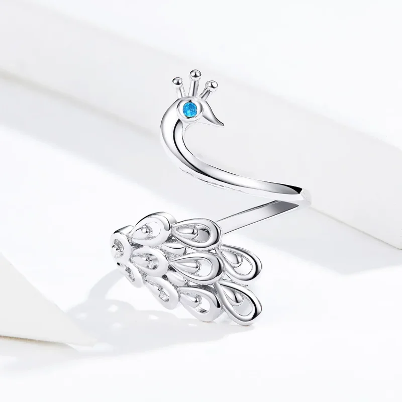 (image for) Pandora Style Silver Open Ring, Peacock - SCR592 - View 3