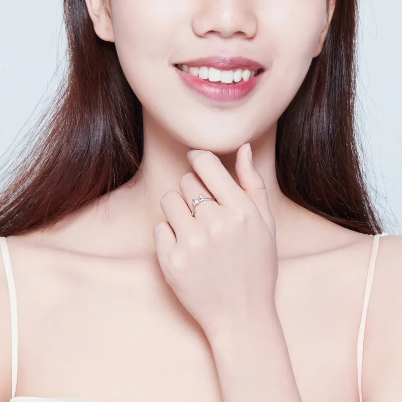 (image for) Pandora Style Silver Open Ring, Rose Flower - BSR065 - View 6