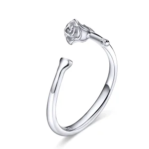 (image for) Pandora Style Silver Open Ring, Rose Flower - BSR065