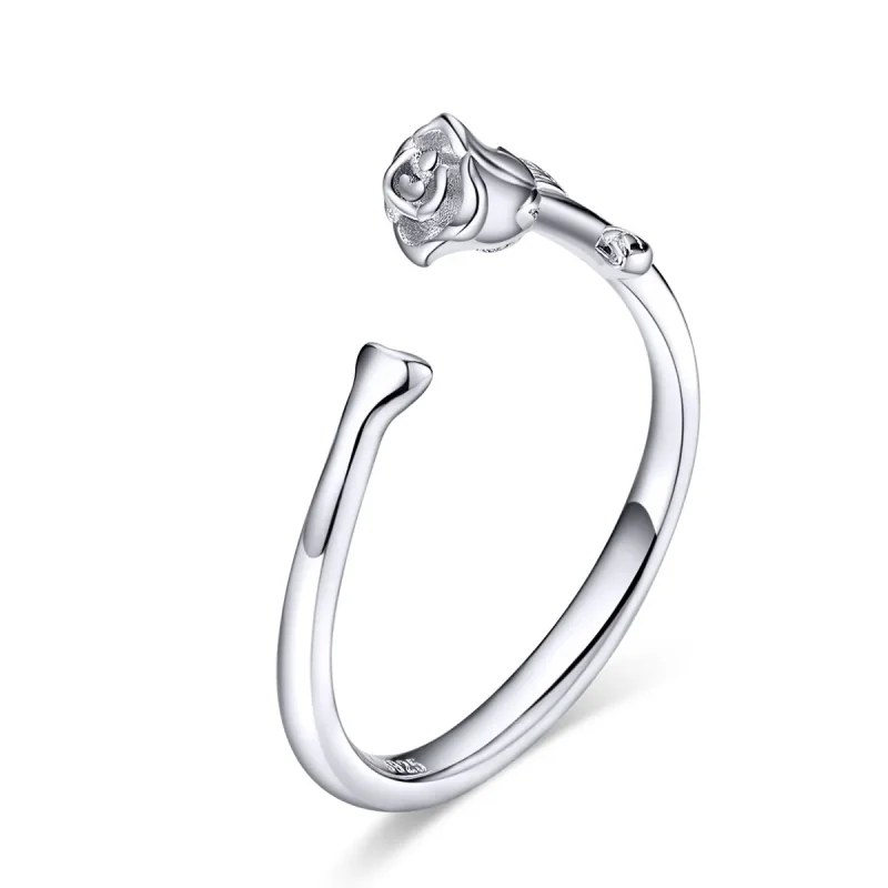 (image for) Pandora Style Silver Open Ring, Rose Flower - BSR065 - Product Image