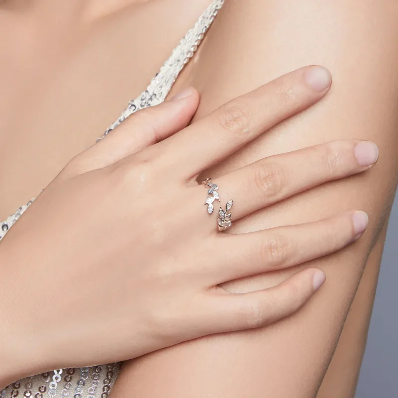 (image for) Pandora Style Silver Open Ring, Shining Wheat Spike - BSR135 - View 7