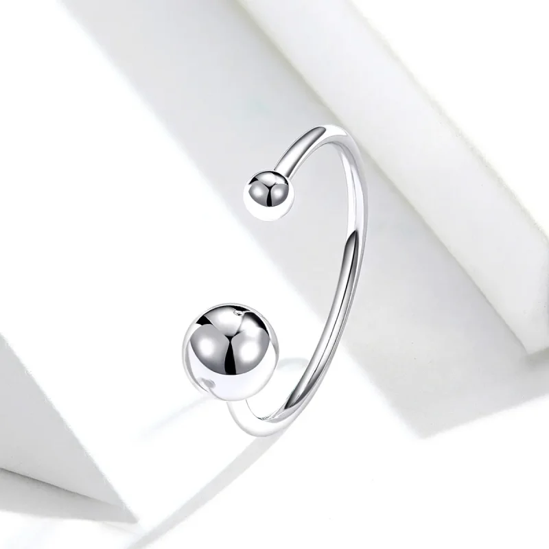 (image for) Pandora Style Silver Open Ring, Silver Ball - SCR575 - View 2