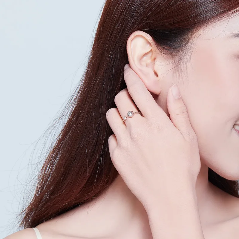 (image for) Pandora Style Silver Open Ring, Silver Ball - SCR575 - View 7