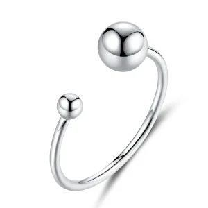(image for) Pandora Style Silver Open Ring, Silver Ball - SCR575
