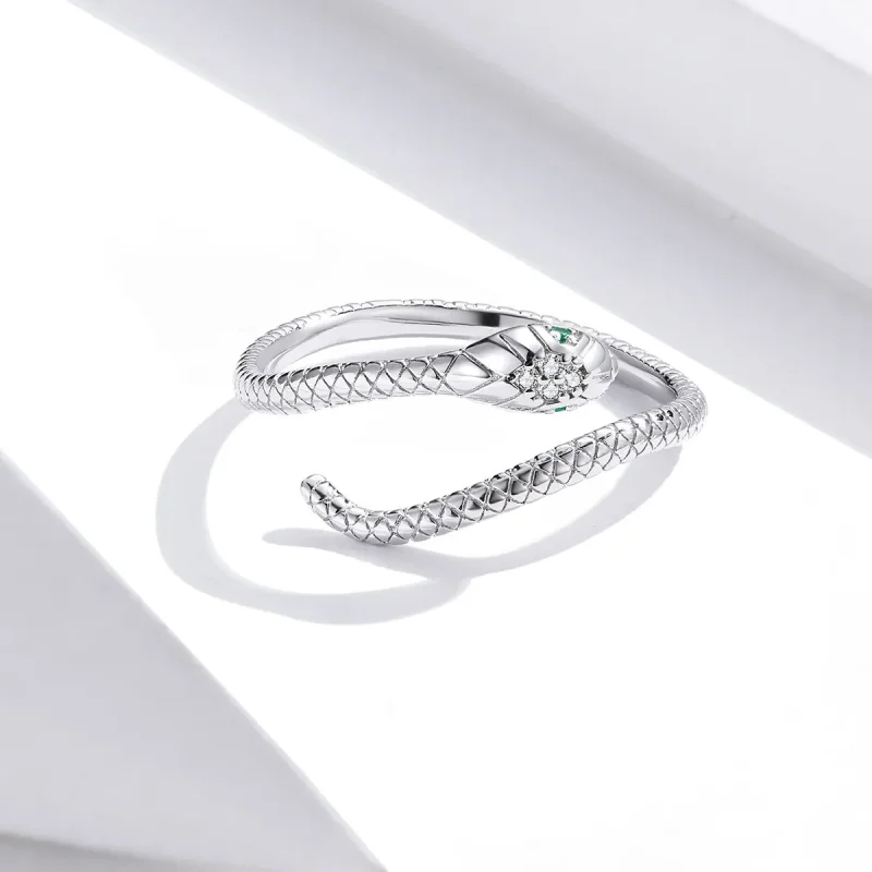 (image for) Pandora Style Silver Open Ring, Snake - SCR666 - View 2