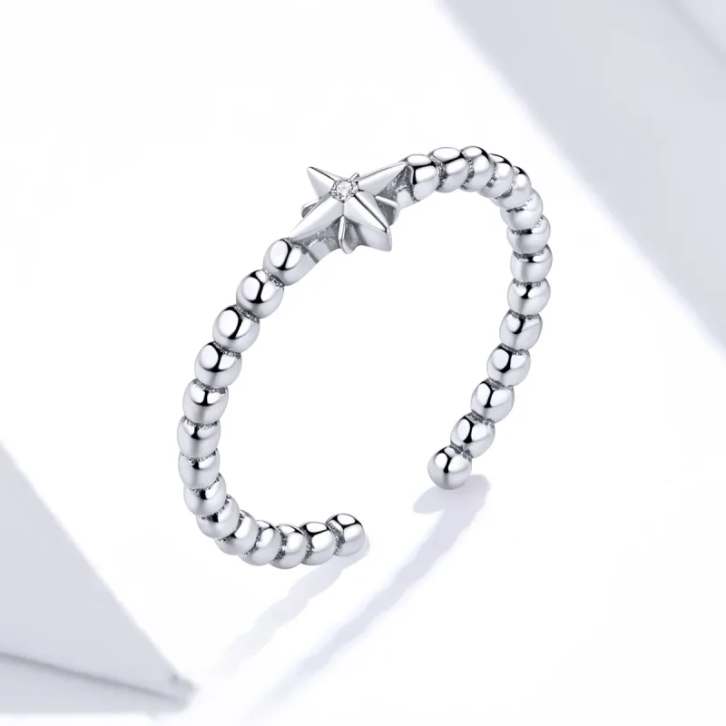 (image for) Pandora Style Silver Open Ring, Star - SCR647 - View 4