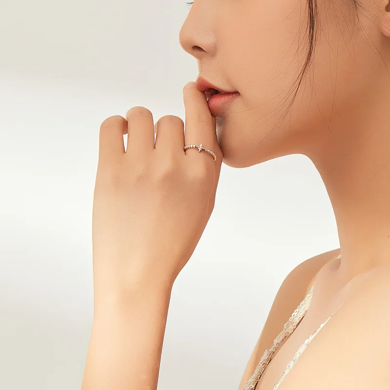 (image for) Pandora Style Silver Open Ring, Star - SCR647 - View 5