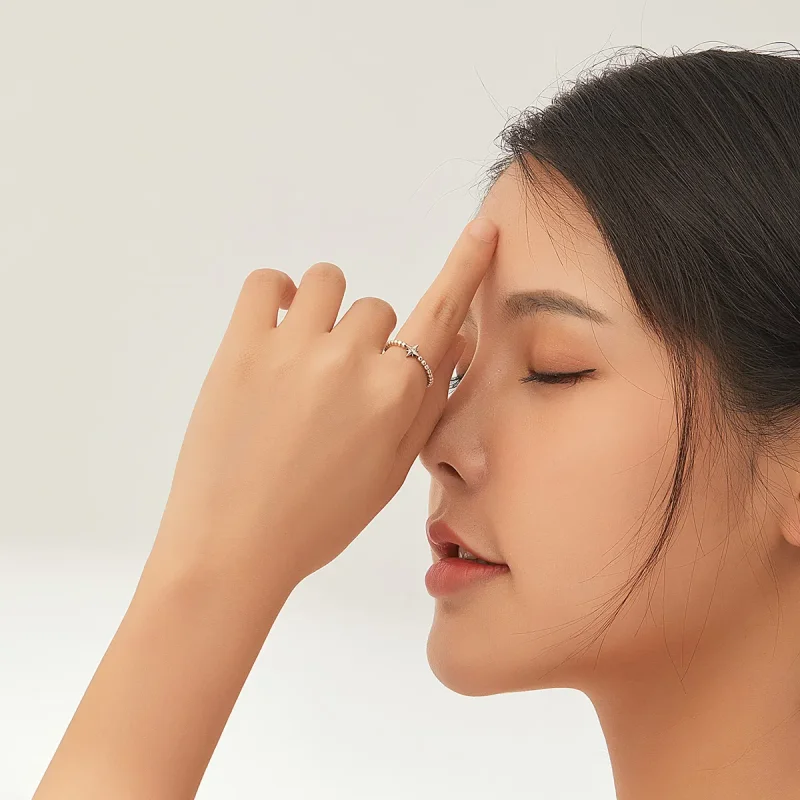 (image for) Pandora Style Silver Open Ring, Star - SCR647 - View 6