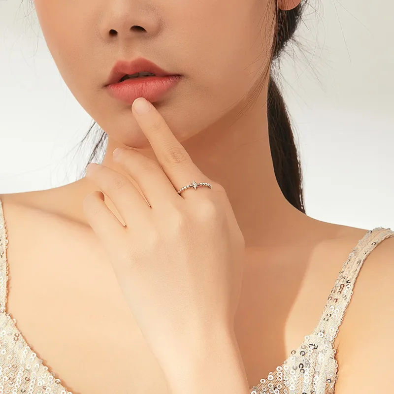 (image for) Pandora Style Silver Open Ring, Star - SCR647 - View 7