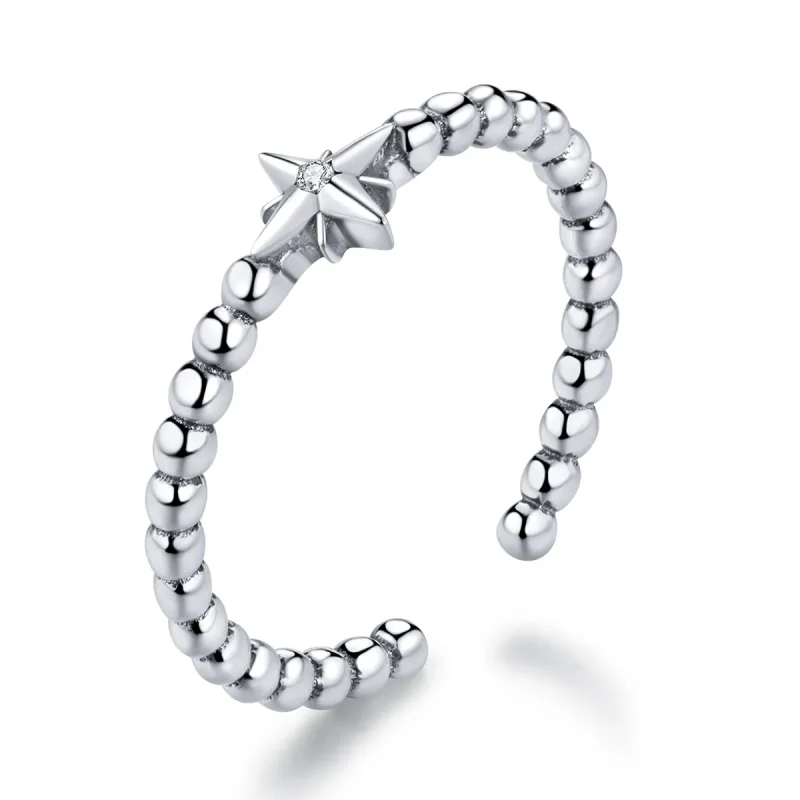(image for) Pandora Style Silver Open Ring, Star - SCR647 - Product Image