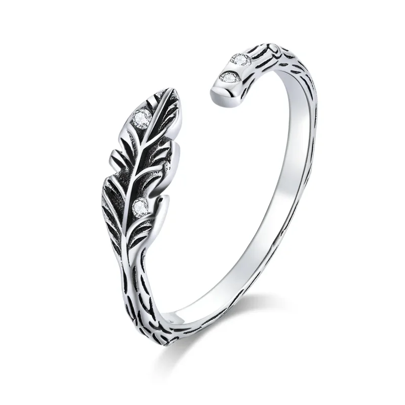 (image for) Pandora Style Silver Open Ring, Vintage Leaves - SCR639 - Product Image